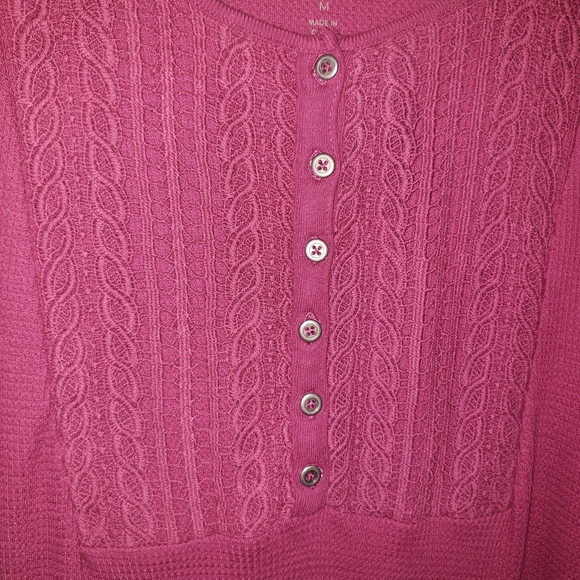 Woman Within 14W 16W Waffle Knit Thermal Nightgown Dress Lounger Nightie Maroon - Picture 3 of 8